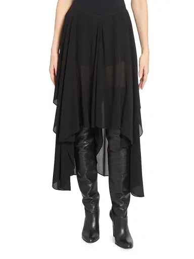 Chloé Women's Silk Chiffon Asymmetric Skirt - Black | Thumbnail 3