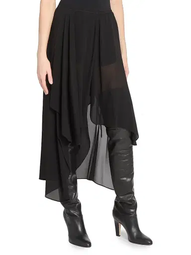 Chloé Women's Silk Chiffon Asymmetric Skirt - Black | Thumbnail 4