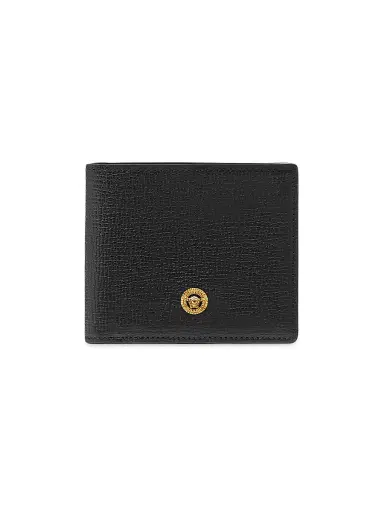 Versace Men's Leather Bifold Wallet - Black Gold | Thumbnail 1 Versace Men's Leather Bifold Wallet - Black Gold | Thumbnail 1