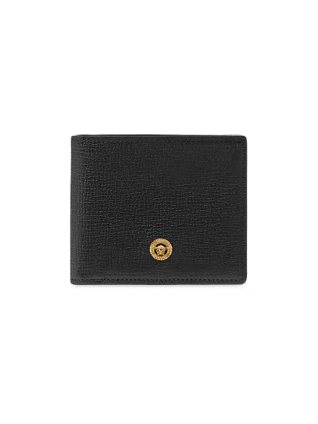 Versace Men's Leather Bifold Wallet - Black  Gold