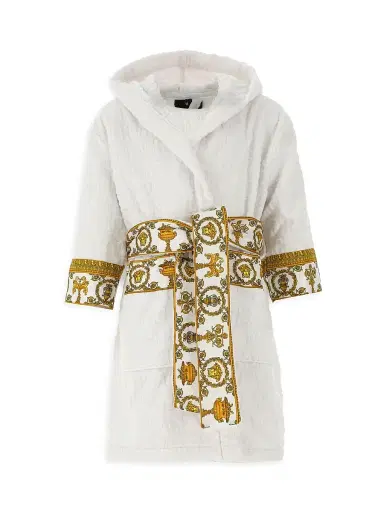 Versace Little Kid's & Kid's Decorative Trim Cotton Robe - White - Size 8 | Thumbnail 1 Versace Little Kid's & Kid's Decorative Trim Cotton Robe - White - Size 8 | Thumbnail 1