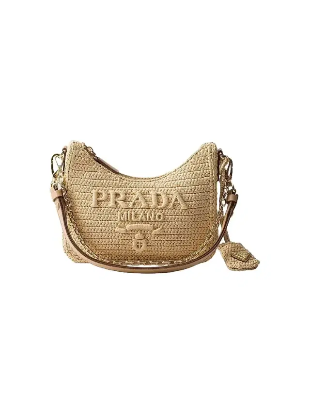 Prada Women's Re-Edition Crochet Mini Should Bag - Beige