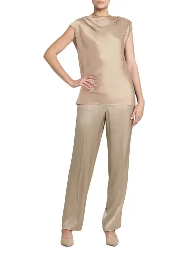 Giorgio Armani Women's Buttoned Silk Satin Blouse | Thumbnail 2 Giorgio Armani Women's Buttoned Silk Satin Blouse | Thumbnail 2