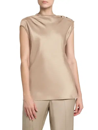 Giorgio Armani Women's Buttoned Silk Satin Blouse | Thumbnail 3 Giorgio Armani Women's Buttoned Silk Satin Blouse | Thumbnail 3