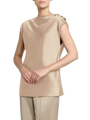 Giorgio Armani Women's Buttoned Silk Satin Blouse | Thumbnail 4 Giorgio Armani Women's Buttoned Silk Satin Blouse | Thumbnail 4