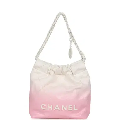 Chanel Chanel Mini 22 Bag Pink and White Ombre Calfskin Lacquered Metal Hardware | Thumbnail 1 Chanel Chanel Mini 22 Bag Pink and White Ombre Calfskin Lacquered Metal Hardware | Thumbnail 1