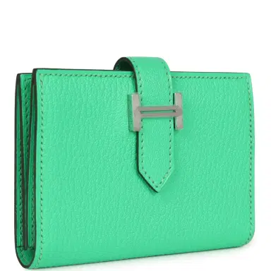 HERMÈS Hermes Bearn Mini Wallet Vert Comics Chevre Mysore Palladium Hardware | Thumbnail 2