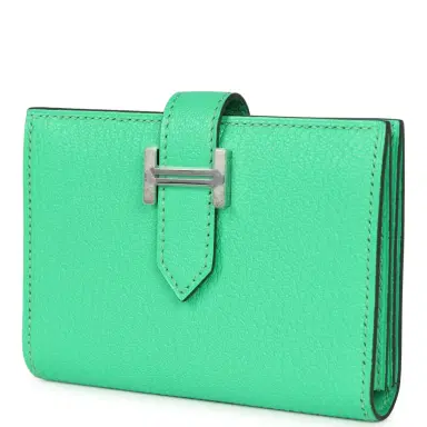 HERMÈS Hermes Bearn Mini Wallet Vert Comics Chevre Mysore Palladium Hardware | Thumbnail 5