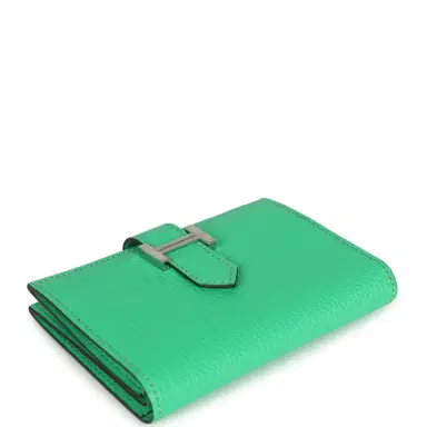 HERMÈS Hermes Bearn Mini Wallet Vert Comics Chevre Mysore Palladium Hardware | Thumbnail 6