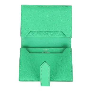 HERMÈS Hermes Bearn Mini Wallet Vert Comics Chevre Mysore Palladium Hardware | Thumbnail 7
