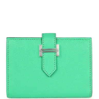 HERMÈS Hermes Bearn Mini Wallet Vert Comics Chevre Mysore Palladium Hardware | Thumbnail 1