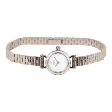 HERMÈS Hermes Faubourg Watch Mini White Lacquered 18K White Gold Hardware & Diamonds | Thumbnail 1 HERMÈS Hermes Faubourg Watch Mini White Lacquered 18K White Gold Hardware & Diamonds | Thumbnail 1