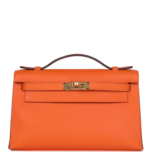 hermes Hermes Special Order (HSS) Kelly Pochette Orange Verso Swift Gold Hardware