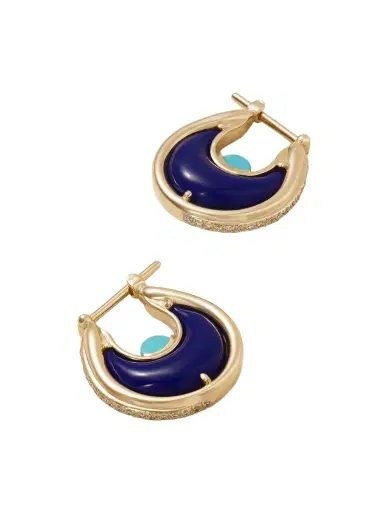 L’Atelier Nawbar Diana Small 18-karat Gold Multi-stone Hoop Earrings | Thumbnail 1 L’Atelier Nawbar Diana Small 18-karat Gold Multi-stone Hoop Earrings | Thumbnail 1