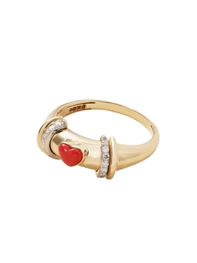 Warrior Venus 18-karat Gold, Rhodium-plated, Coral And Diamond Ring