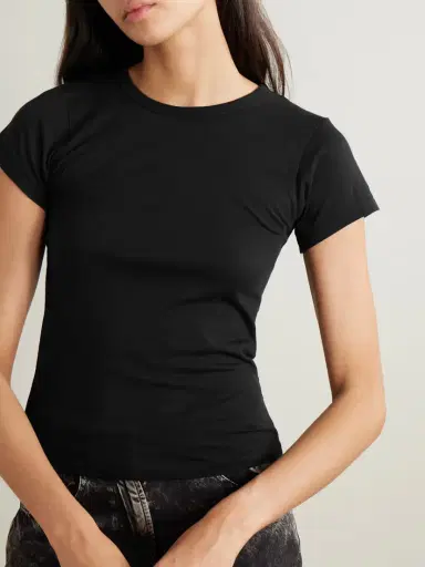 ÉTERNE Short Sleeve Baby Tee Cotton And Modal-blend Jersey T-shirt | Thumbnail 3