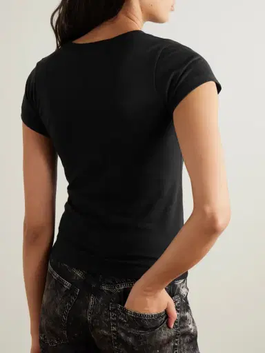 ÉTERNE Short Sleeve Baby Tee Cotton And Modal-blend Jersey T-shirt | Thumbnail 4