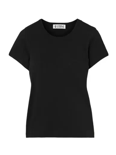 ÉTERNE Short Sleeve Baby Tee Cotton And Modal-blend Jersey T-shirt | Thumbnail 1