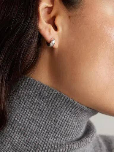 AGMES Mini Dahlia Sterling Silver Hoop Earrings | Thumbnail 2