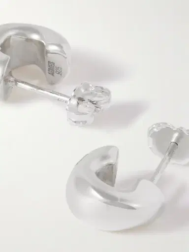 AGMES Mini Dahlia Sterling Silver Hoop Earrings | Thumbnail 3
