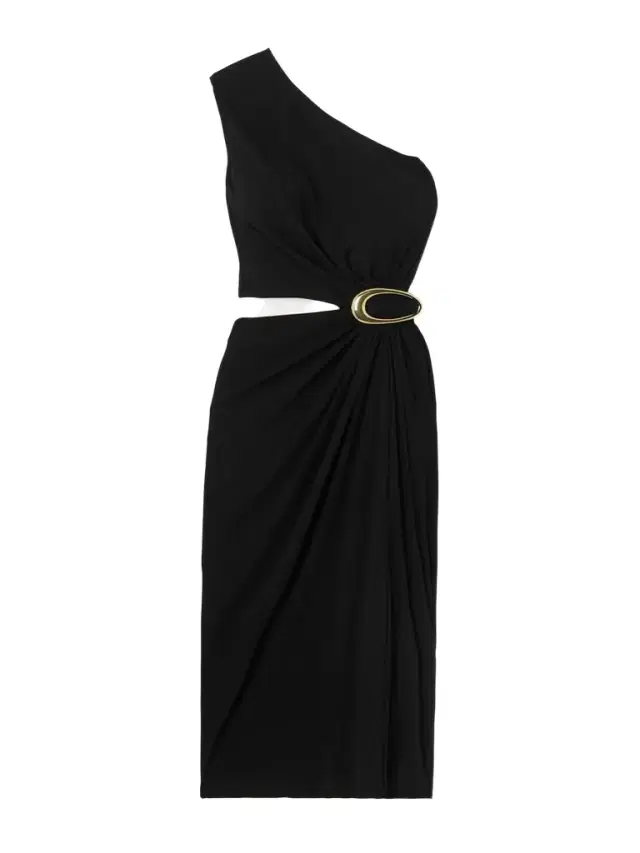 One-shoulder Cutout Gathered Embellished Crepe-jersey Midi Dress