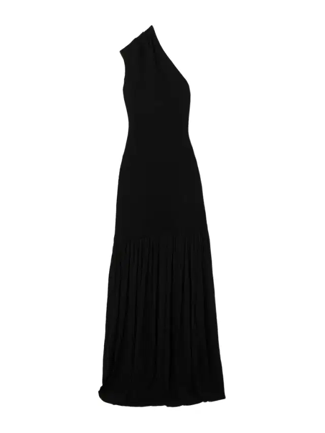 Cora One-shoulder Stretch-knit And Pleated Crepon Maxi Dress