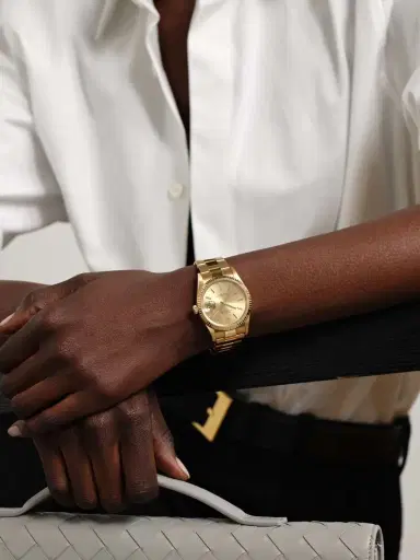 Stephanie Windsor + Rolex Vintage 1991 Oyster Perpetual Date Automatic 34mm 18-karat Gold Watch | Thumbnail 2 Stephanie Windsor + Rolex Vintage 1991 Oyster Perpetual Date Automatic 34mm 18-karat Gold Watch | Thumbnail 2