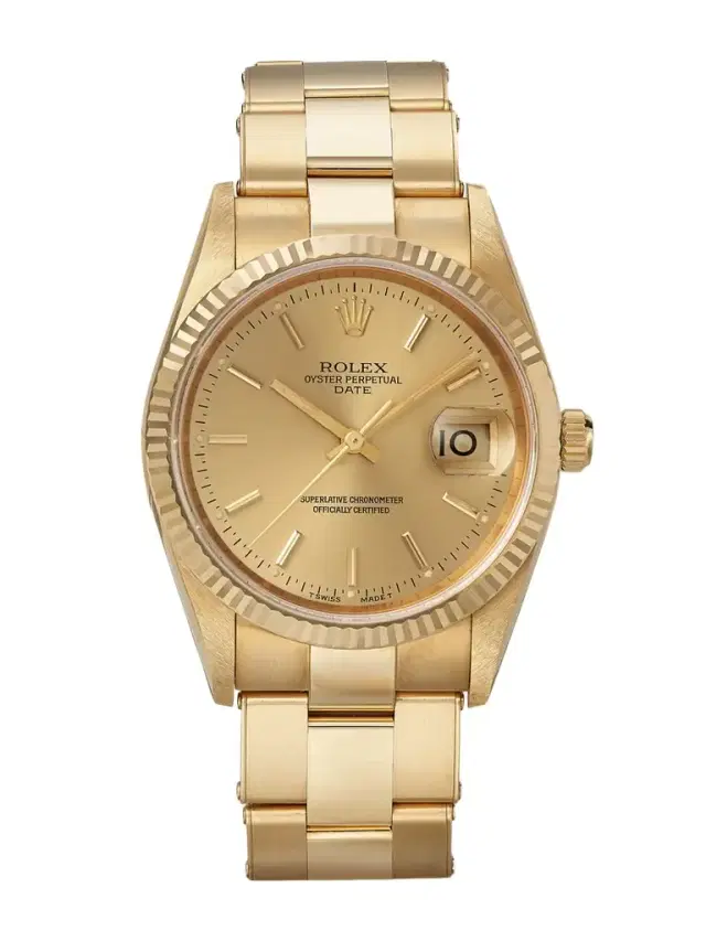+ Rolex Vintage 1991 Oyster Perpetual Date Automatic 34mm 18-karat Gold Watch