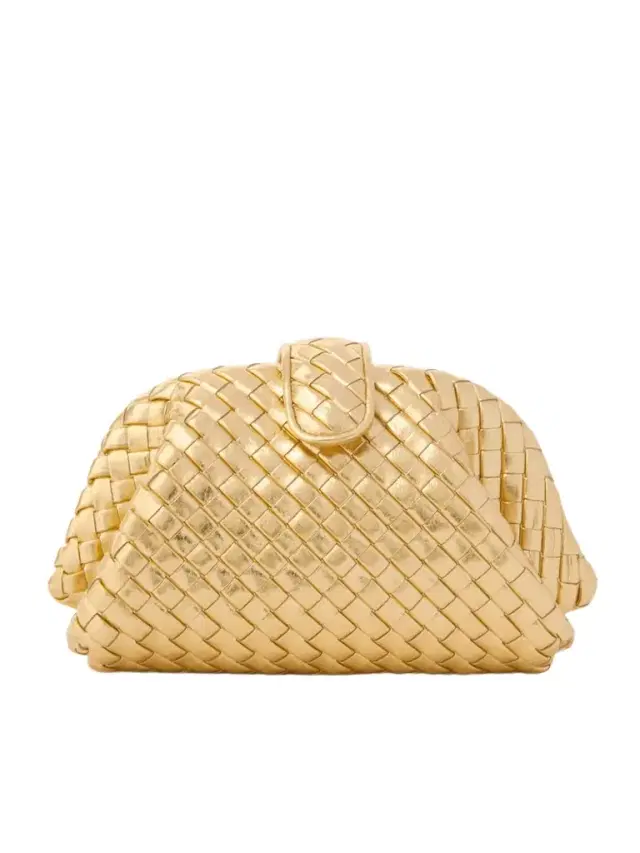 Lauren 1980 Small Intrecciato Metallic Leather Clutch