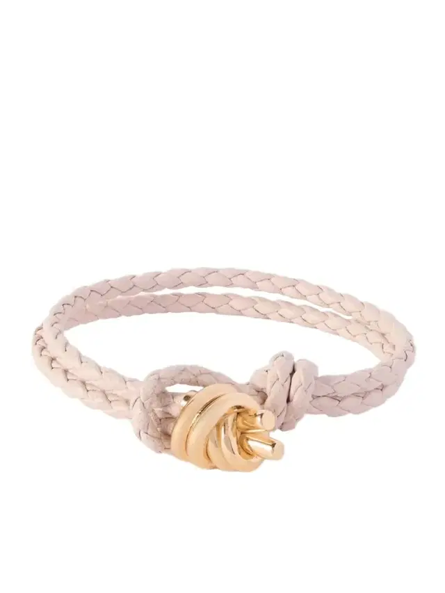 Intrecciato eather And Gold-tone Bracelet