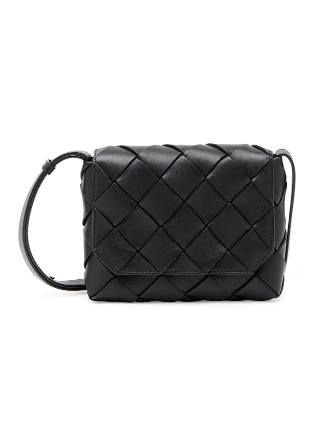 Men's Diago Intreccio Leather Shoulder Bag - Black Silver