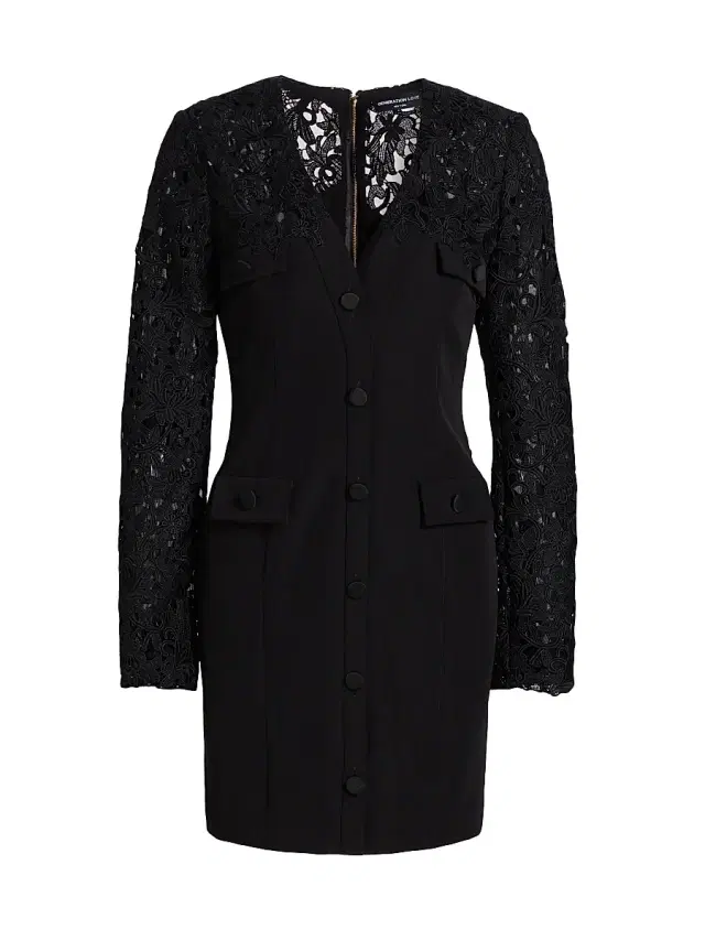 Generation Love Women's Navina Lace-Trim Crepe Minidress - Black