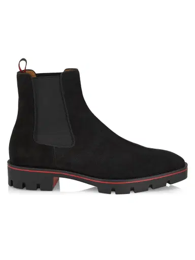 Christian Louboutin Men's Alpinosol Leather Lug-Sole Chelsea Boots - Black | Thumbnail 6