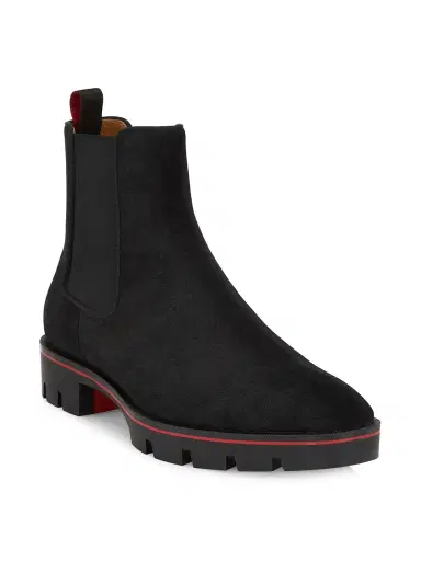 Christian Louboutin Men's Alpinosol Leather Lug-Sole Chelsea Boots - Black | Thumbnail 1