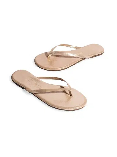 TKEES Women's Metallic Leather Sandals - Pink Pearl - Size 10 | Thumbnail 2