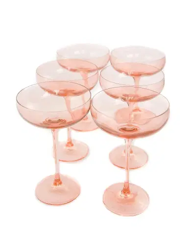 Estelle Colored Glass Tinted Champagne Coupes 6-Piece Set - Fuchsia | Thumbnail 2