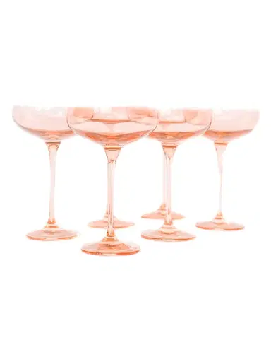 Estelle Colored Glass Tinted Champagne Coupes 6-Piece Set - Fuchsia | Thumbnail 1