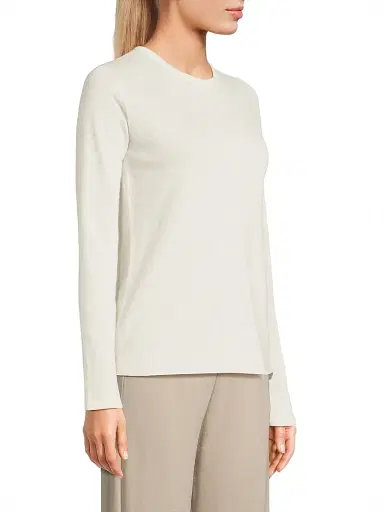 MAJESTIC FILATURES Women's Cashmere Crewneck Sweater - Milk - Size Large | Thumbnail 4