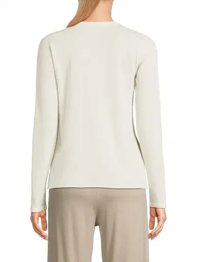 MAJESTIC FILATURES Women's Cashmere Crewneck Sweater - Milk - Size Large | Thumbnail 5