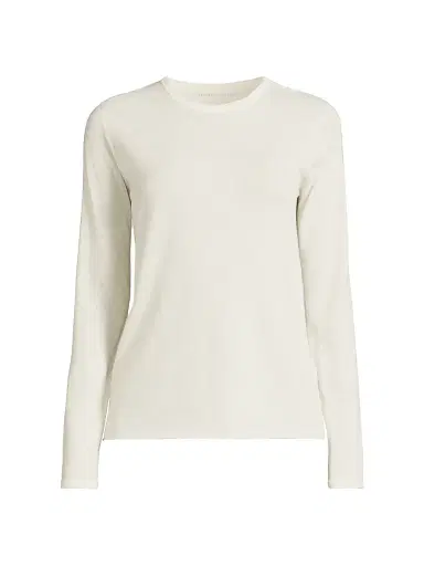 MAJESTIC FILATURES Women's Cashmere Crewneck Sweater - Milk - Size Large | Thumbnail 1