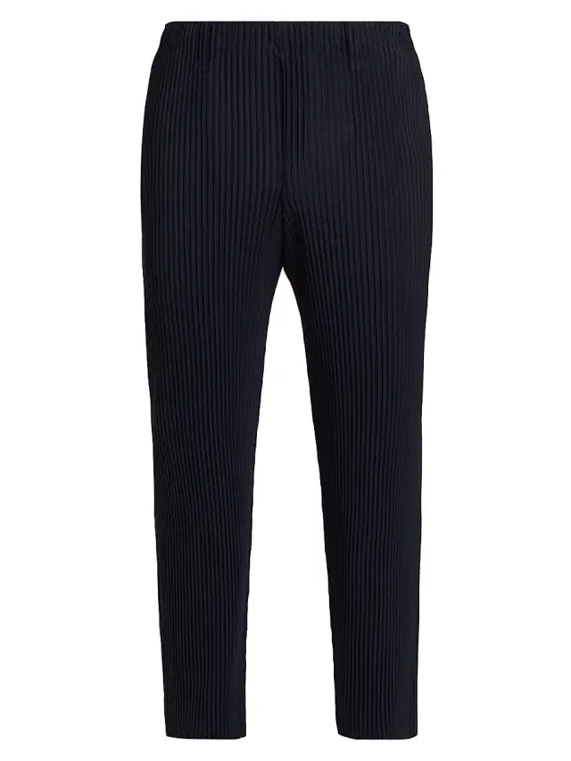 Men's Basic Straight-Fit Pleated Pants - Navy