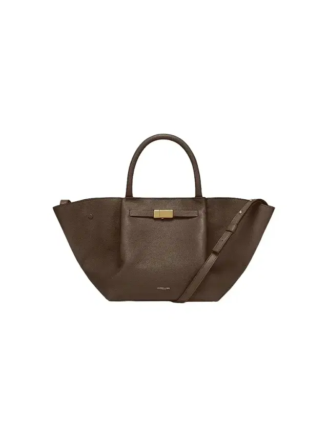 Women's Midi New York Leather Tote Bag - Mocha Grain