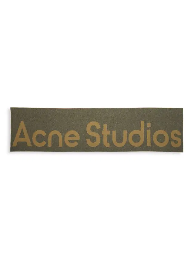 Men's Main Toronty Logo Wool Scarf - Khaki Green