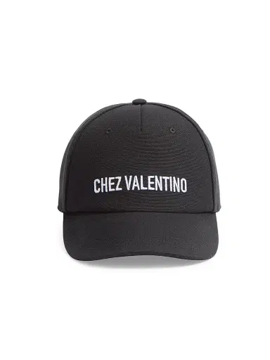 Valentino Garavani Men's Cotton Baseball Cap with Embroidery - Black | Thumbnail 1