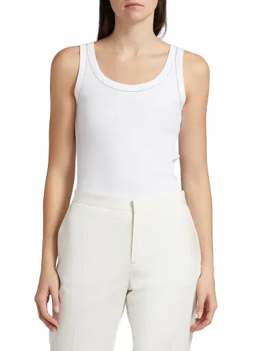 Fabiana Filippi Women's Rib-Knit Jersey Tank Top - Bianco Ottico - Size 2 | Thumbnail 3