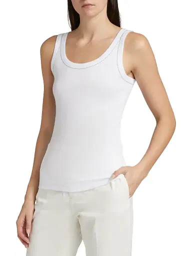 Fabiana Filippi Women's Rib-Knit Jersey Tank Top - Bianco Ottico - Size 2 | Thumbnail 4