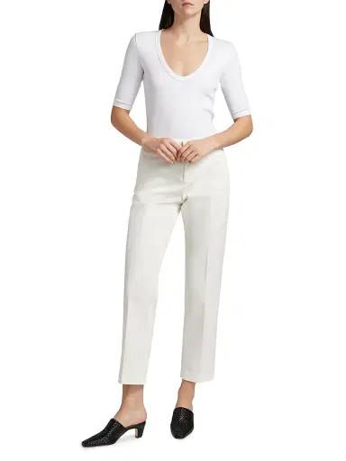 Fabiana Filippi Women's Rib-Knit Jersey T-Shirt - Bianco Ottico | Thumbnail 2 Fabiana Filippi Women's Rib-Knit Jersey T-Shirt - Bianco Ottico | Thumbnail 2