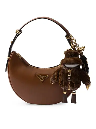 Prada Women's Corduroy Bag Charm with Shoulder Strap - Brown | Thumbnail 2 Prada Women's Corduroy Bag Charm with Shoulder Strap - Brown | Thumbnail 2