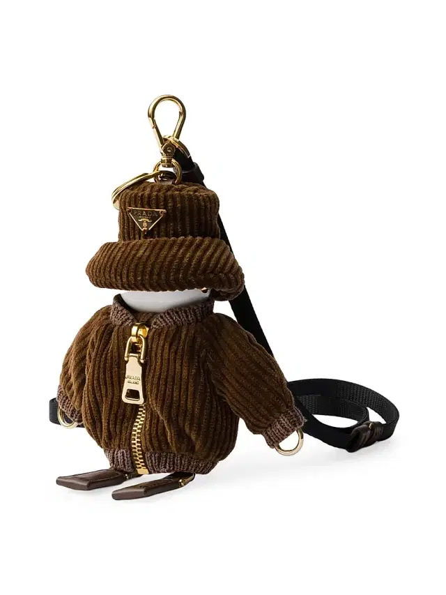 Women's Corduroy Bag Charm with Shoulder Strap - Brown Women's Corduroy Bag Charm with Shoulder Strap - Brown
