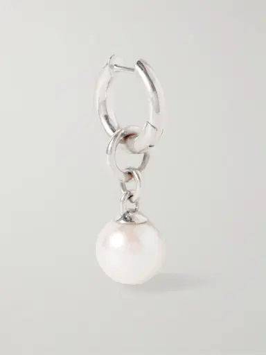 M. COHEN Tisha Convertible Sterling Silver Pearl Single Hoop Earring - Men | Thumbnail 3 M. COHEN Tisha Convertible Sterling Silver Pearl Single Hoop Earring - Men | Thumbnail 3